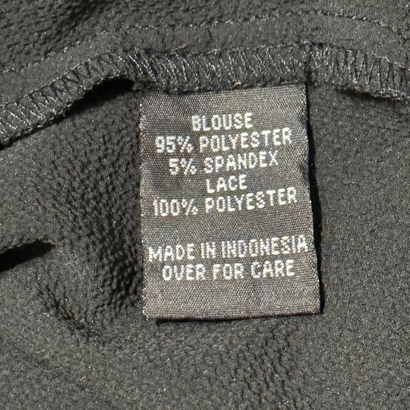 AGB women’s size 1X flowy black semi sheer black lace cuffs blouse - Picture 5 of 7